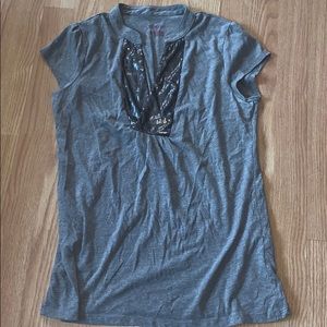 Merona target sequin top medium grey top v neck